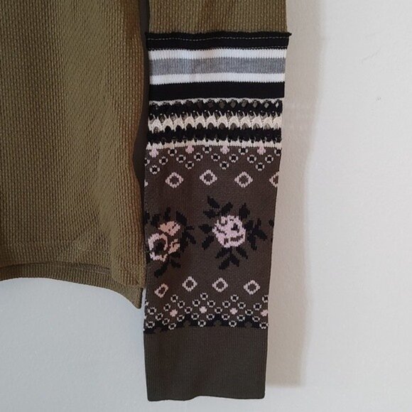 NWT Free People Mikah Layering Thermal Cuff / Army Combo Long Sleeve Top… - Picture 4 of 8